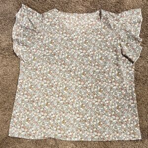 Floral Ruffle Sleeve Women's Top